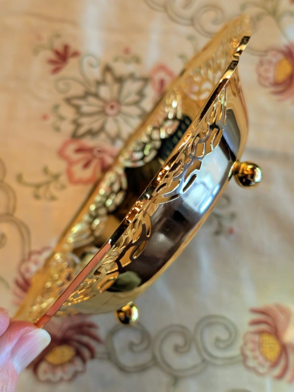 WMF Ikora Brass Footed Bonbon Dish - Mid Century Modern - Reticulated Bowl - VTG - Picture 3 of 7